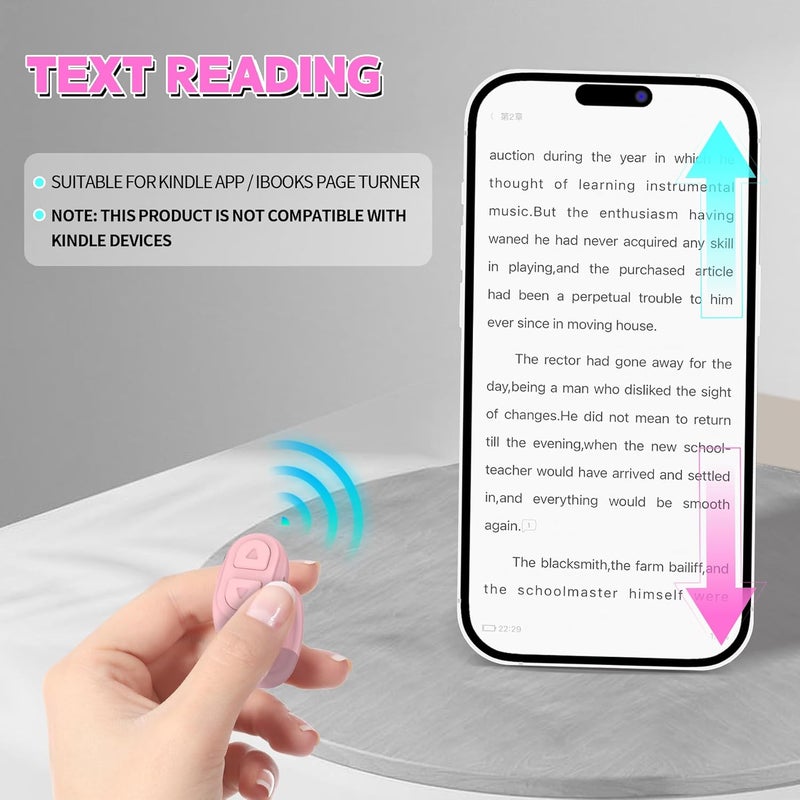 SSOBZELR TikTok Scrolling Ring Remote, Bluetooth Page Turner for iPhone/Android/iPad, Hands‑Free Scroll/Like/Next/Volume Control, Rechargeable USB‑C, Includes Phone Stand - Image 3